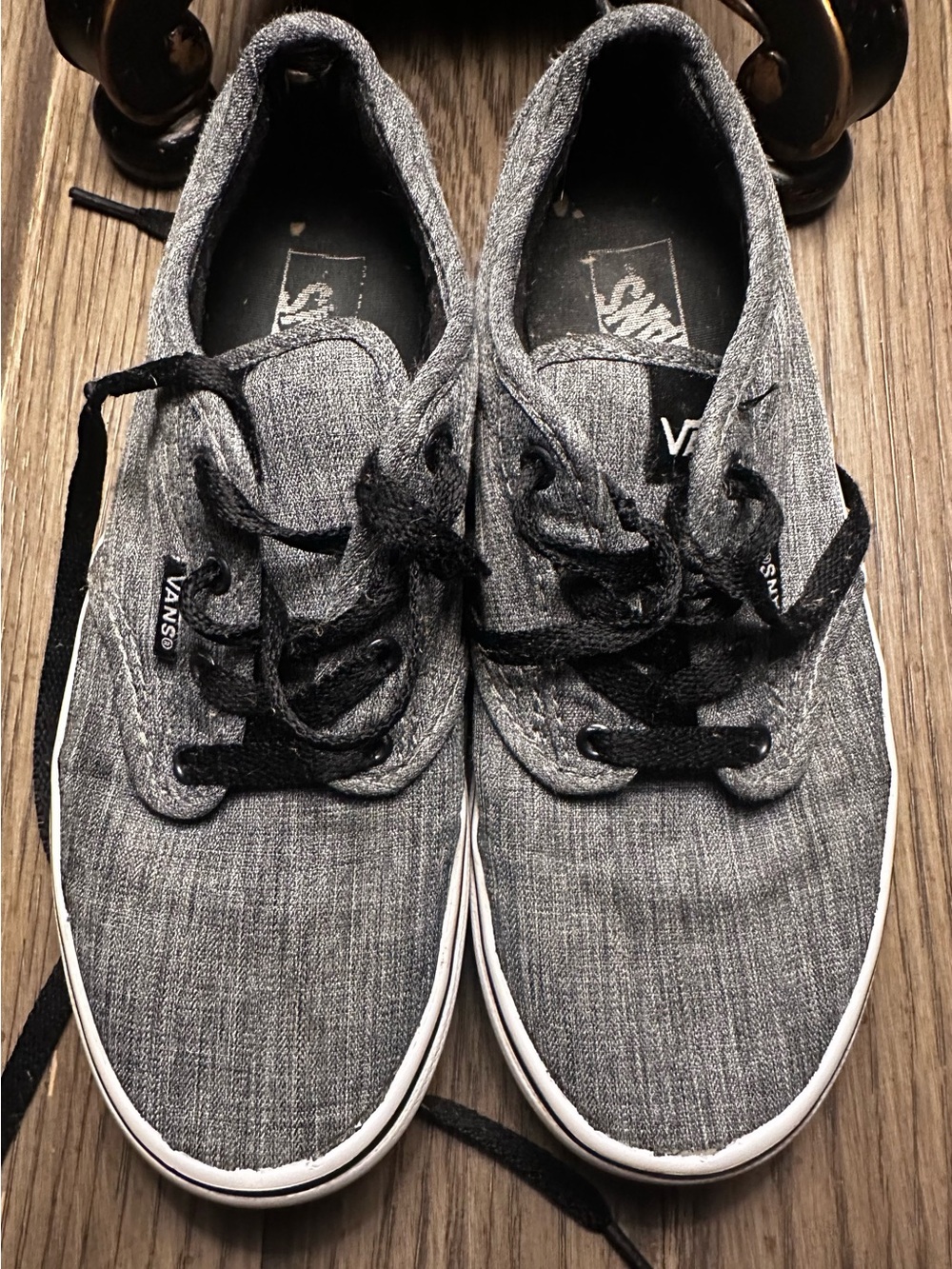 Vans Gray Canvas Low-Top Sneakers with Black Laces